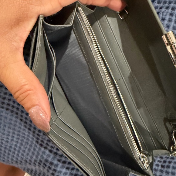 MCM Embossed Gray Leather Clutch - Picture 8 of 9